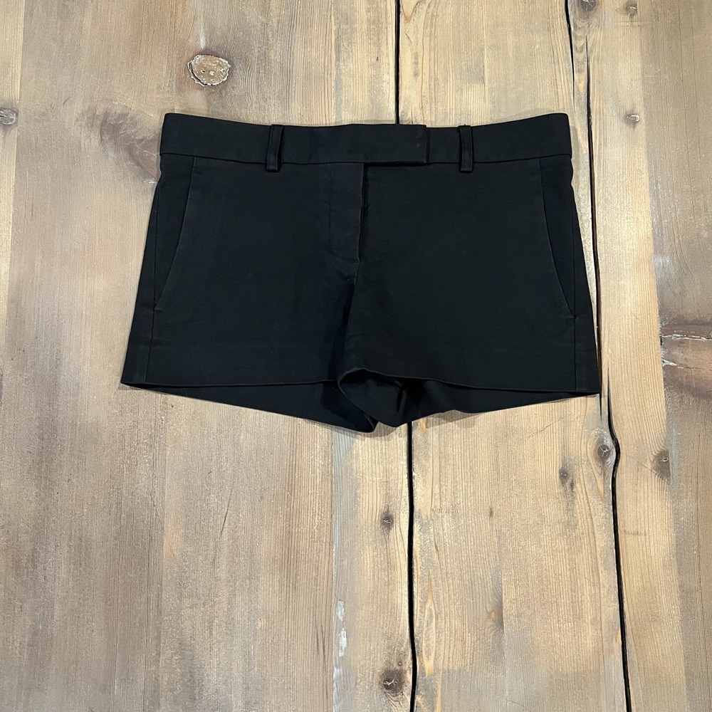 Theory Womens Black Flat Front Slash Pockets Classic Chino Shorts Button Fly 2